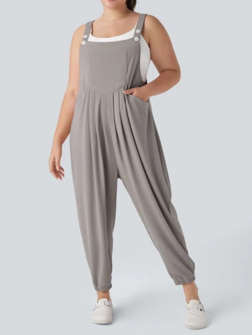 Halara Pockets Waffle Casual Jogger Overalls Mini Ash Small NWT Minimalist